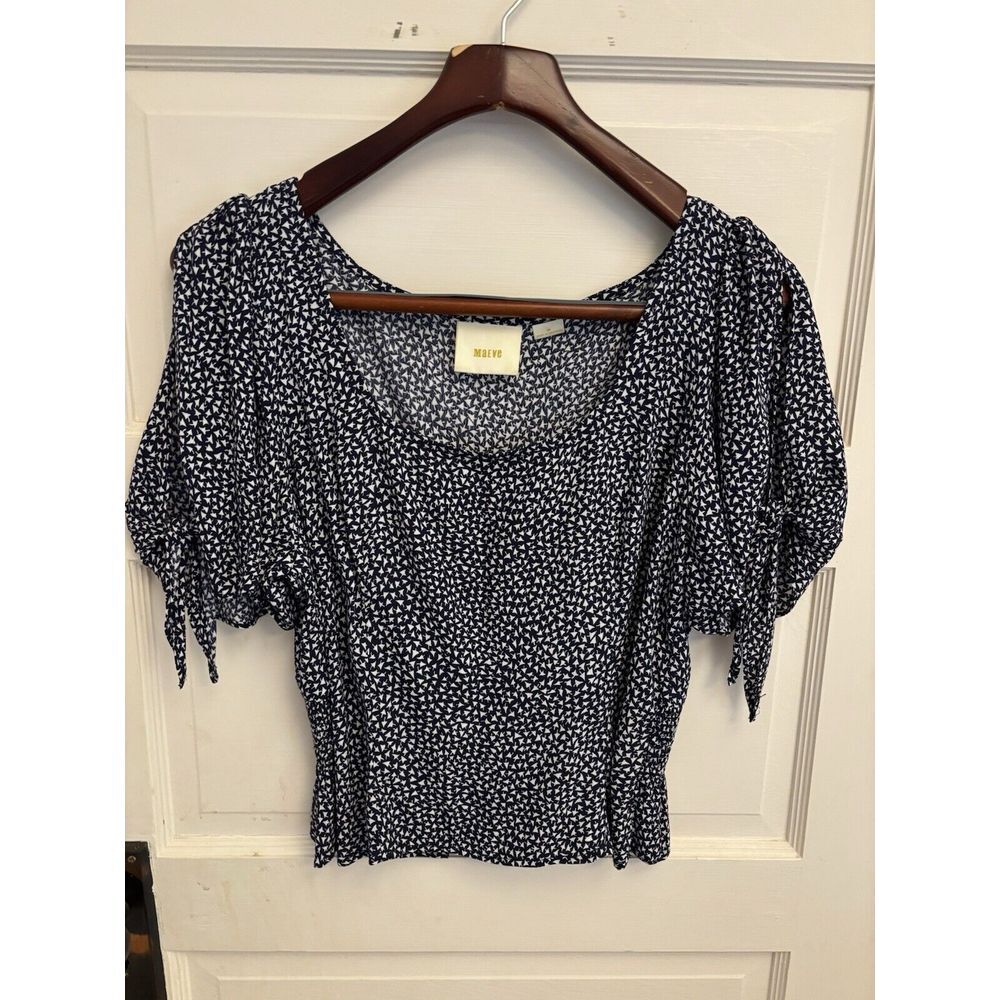 Maeve Blue and White Patterned Blouse